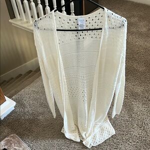 White Long Sleeve Open-Front Cardigan